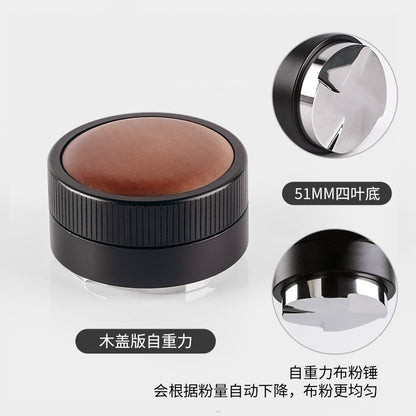 Walnut wood coffee tamper, powder dispenser, solid wood base for storing espresso machine accessories set, 58mm.