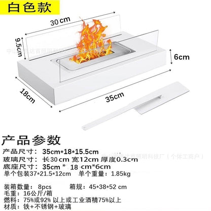 Cross-border rectangular alcohol fireplace bar outdoor portable real fire fireplace lamp heater home decoration atmosphere lamp