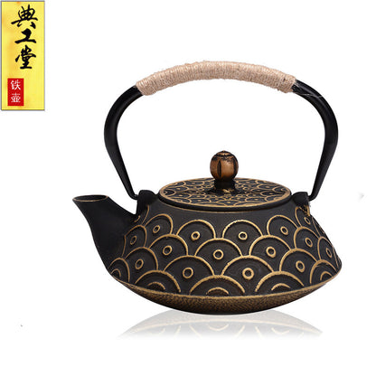 Iron pot Japanese cast iron pot peony teapot boiling teapot pig iron pot uncoated tea set manufacturers wholesale