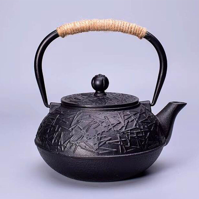 Iron pot Japanese cast iron pot peony teapot boiling teapot pig iron pot uncoated tea set manufacturers wholesale