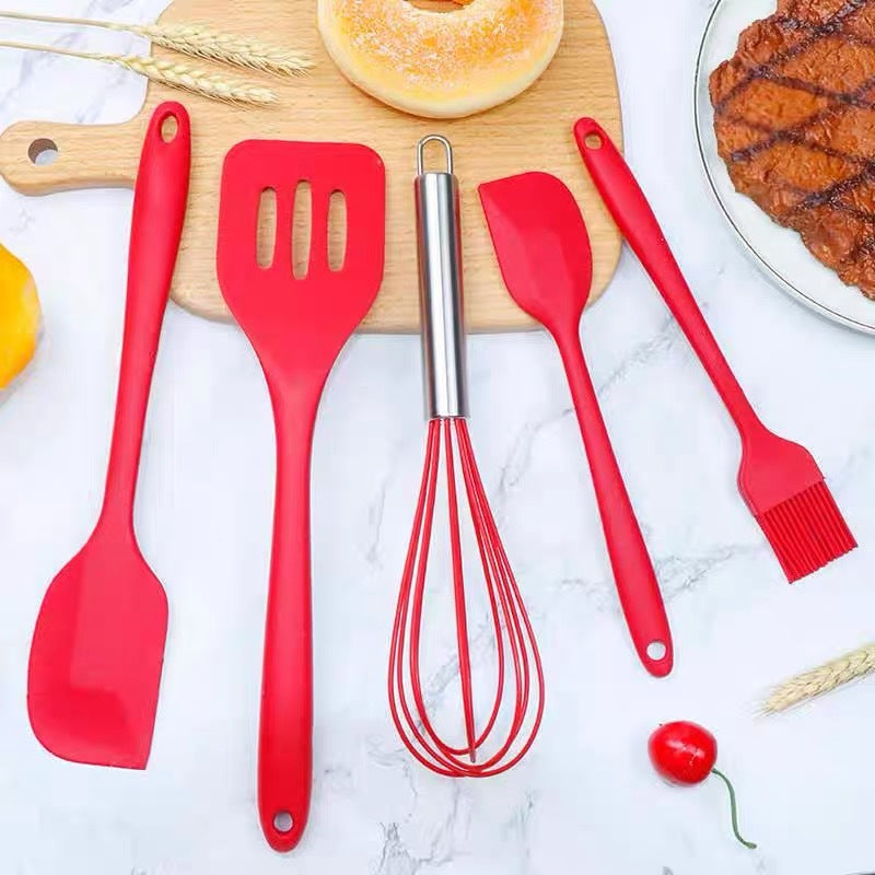Spot wholesale high temperature resistant silicone baking 5-piece set scraper oil brush egg beater food grade baking tool set
