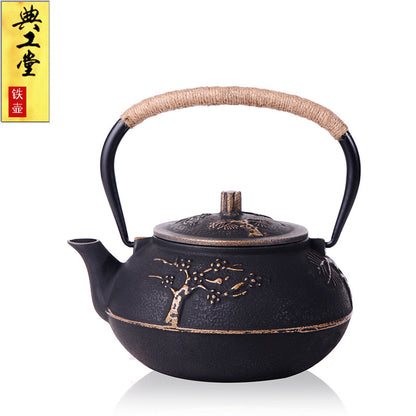 Iron pot Japanese cast iron pot peony teapot boiling teapot pig iron pot uncoated tea set manufacturers wholesale