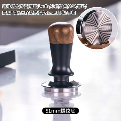 Walnut wood coffee tamper, powder dispenser, solid wood base for storing espresso machine accessories set, 58mm.