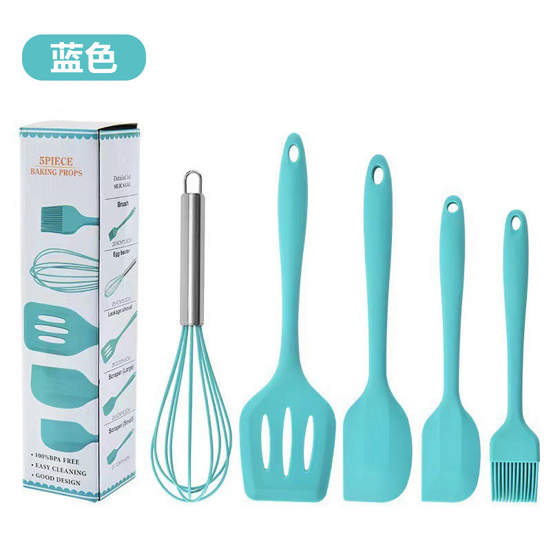 Spot wholesale high temperature resistant silicone baking 5-piece set scraper oil brush egg beater food grade baking tool set