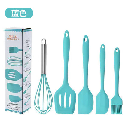 Spot wholesale high temperature resistant silicone baking 5-piece set scraper oil brush egg beater food grade baking tool set