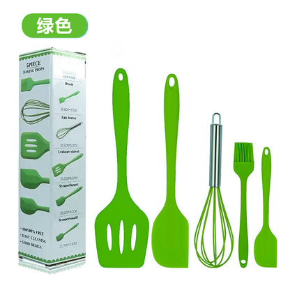 Spot wholesale high temperature resistant silicone baking 5-piece set scraper oil brush egg beater food grade baking tool set