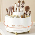360° Rotating Makeup Organizer - 1pc Plastic Cosmetic Storage with 5