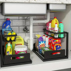 2 Tier Under Sink Organizer Pull Out Storage Rack With Sliding Drawer Wire Basket For Kitchen Bathroom Cabinet Organization