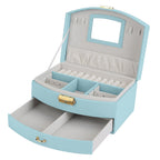2-Layer Jewelry Box for Women Girls Lockable Leather Jewelry Organizer Jewelry Travel Case for Rings Earrings Necklaces Bracelets
