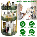 3 Tier Rotating Makeup Organizer 360¡ Spinning Perfume Cosmetic Storage Tray 55LBS Load Countertop Shelves for Lotion Lipstick