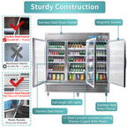 3 Door Commercial Display Refrigerator, EQCHEN 82 Inch Commercial Drinks Fridge