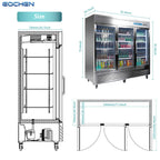 3 Door Commercial Display Refrigerator, EQCHEN 82 Inch Commercial Drinks Fridge